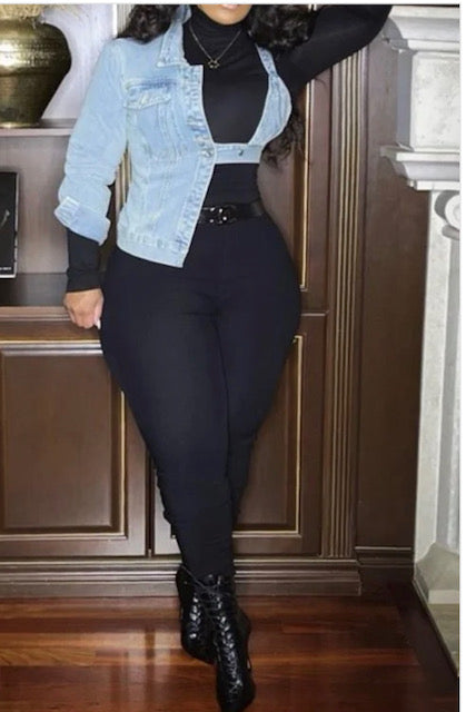 Denim half sleeve jacket