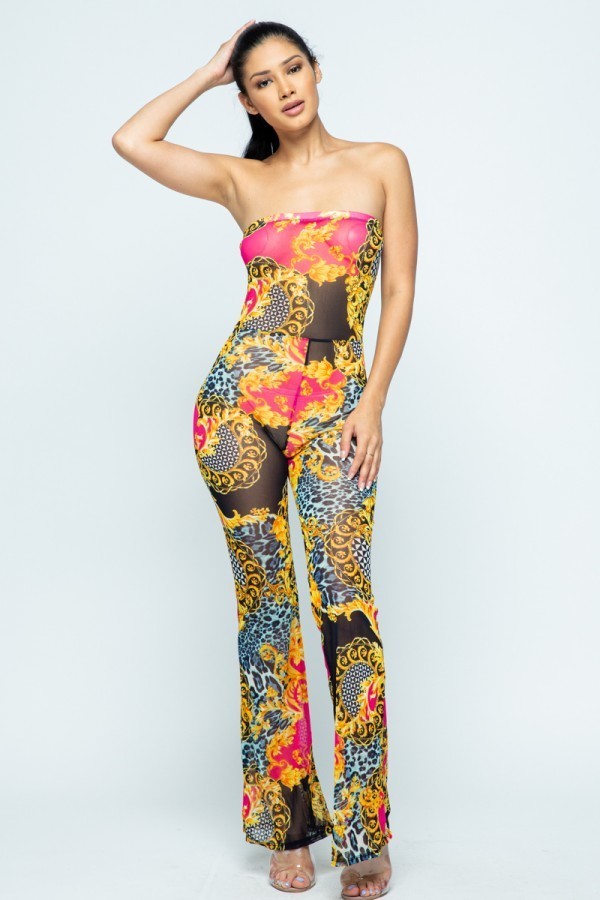 Mesh pink and gold cover up