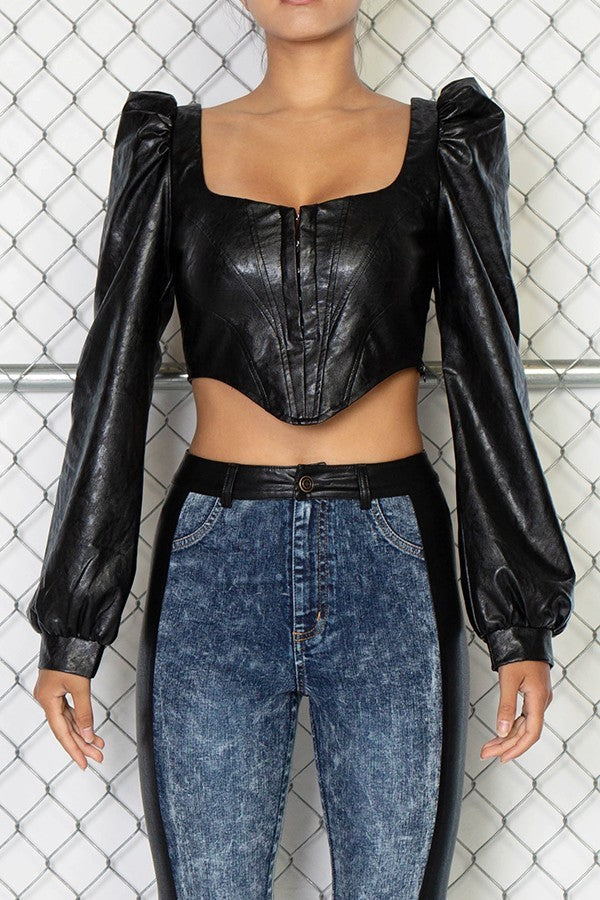 Black Leather So Soft Crop