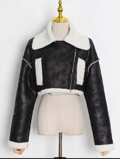 Black & white Crop Coat
