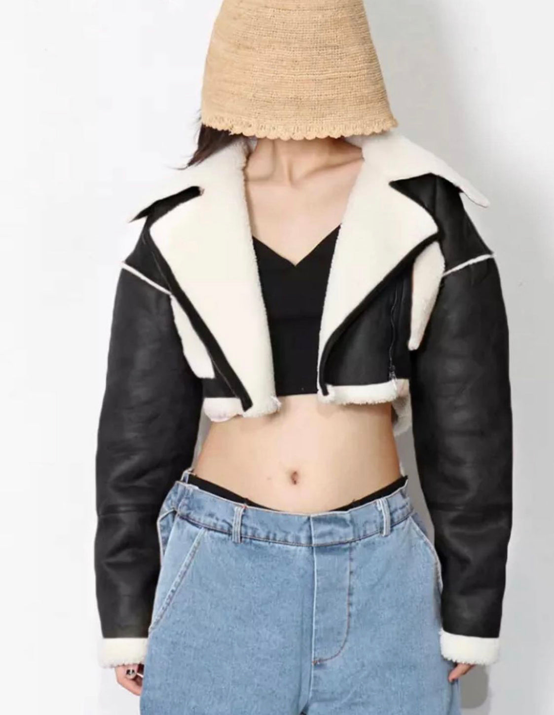 Black & white Crop Coat