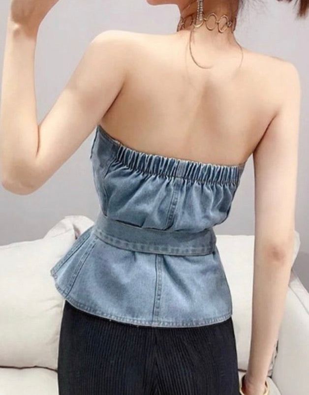 Blue Jean strapless top