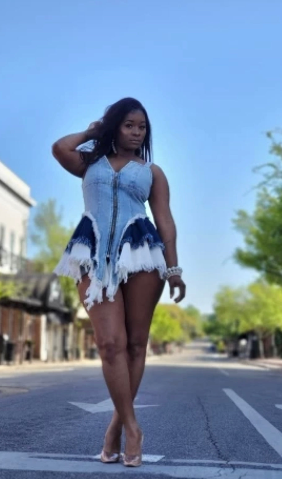 distressed blue jean dress Distressed Denim Maxi Dress Epiphany Hair Fashion Boutique