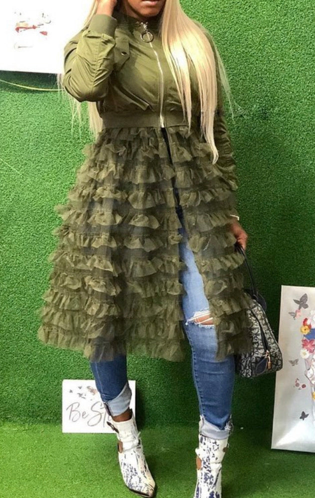 Ruffle bomber jacket