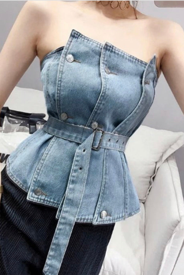 Blue Jean strapless top