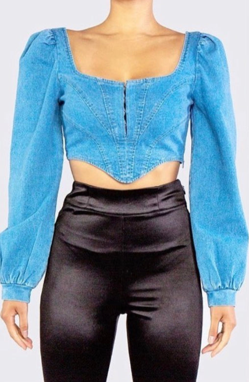 Stephanie Denim Crop